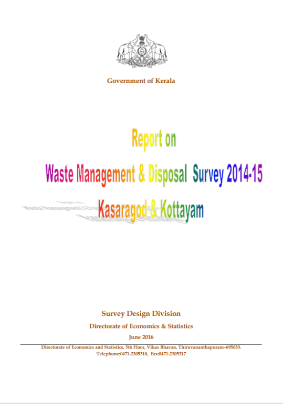Report on Waste Management and Disposal Survey 2014-15 - Kasaragod & Kottayam
