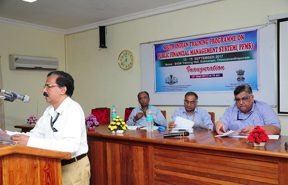 Training programme on PFMS held at SASA from 13-15 Sept 2017, speech by Dr. Sureshkumar, Director SASA