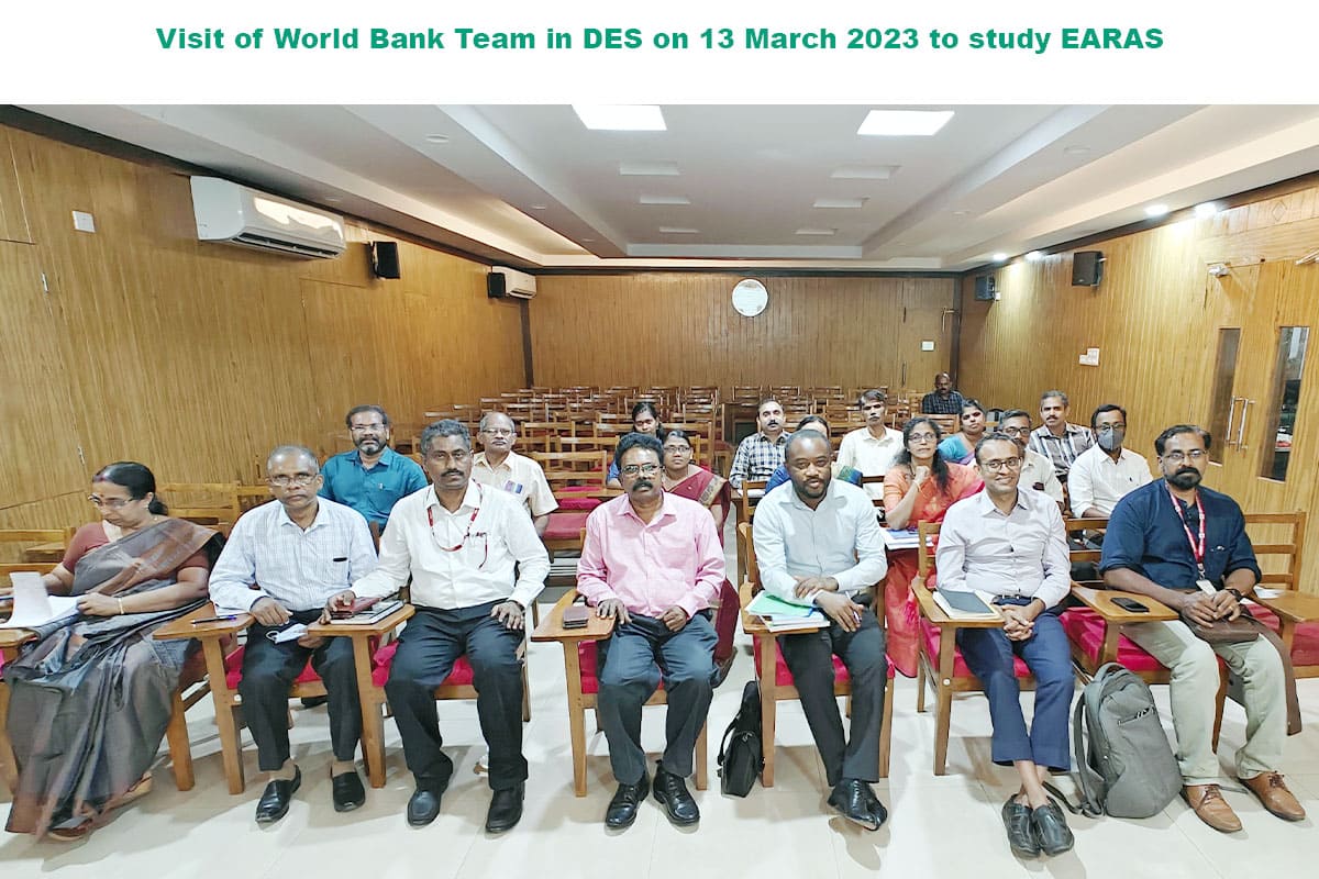 Visit of World Bank Team in DES on 13-03-2023 for studying the crop statistical system in Kerala. The team consists of Sri. Adarsh Kumar, WB and Sri. Francis, WB