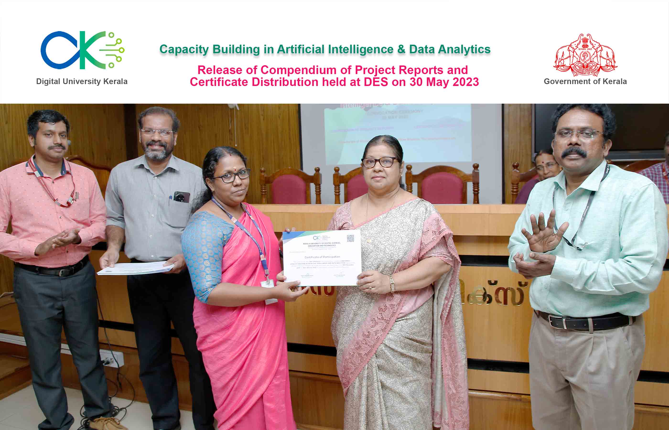 Award of certificate to Smt. Dhanya A, Deputy Director