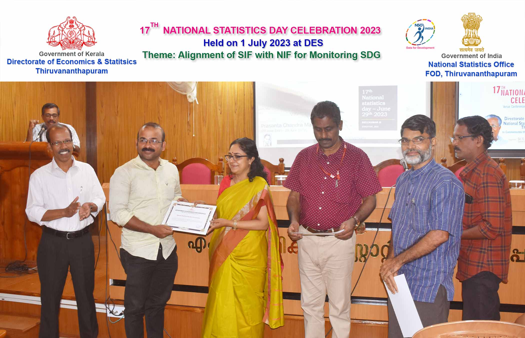 Distribution of certificate for participation in Quiz Competition held in connection with Statistics Day 2023