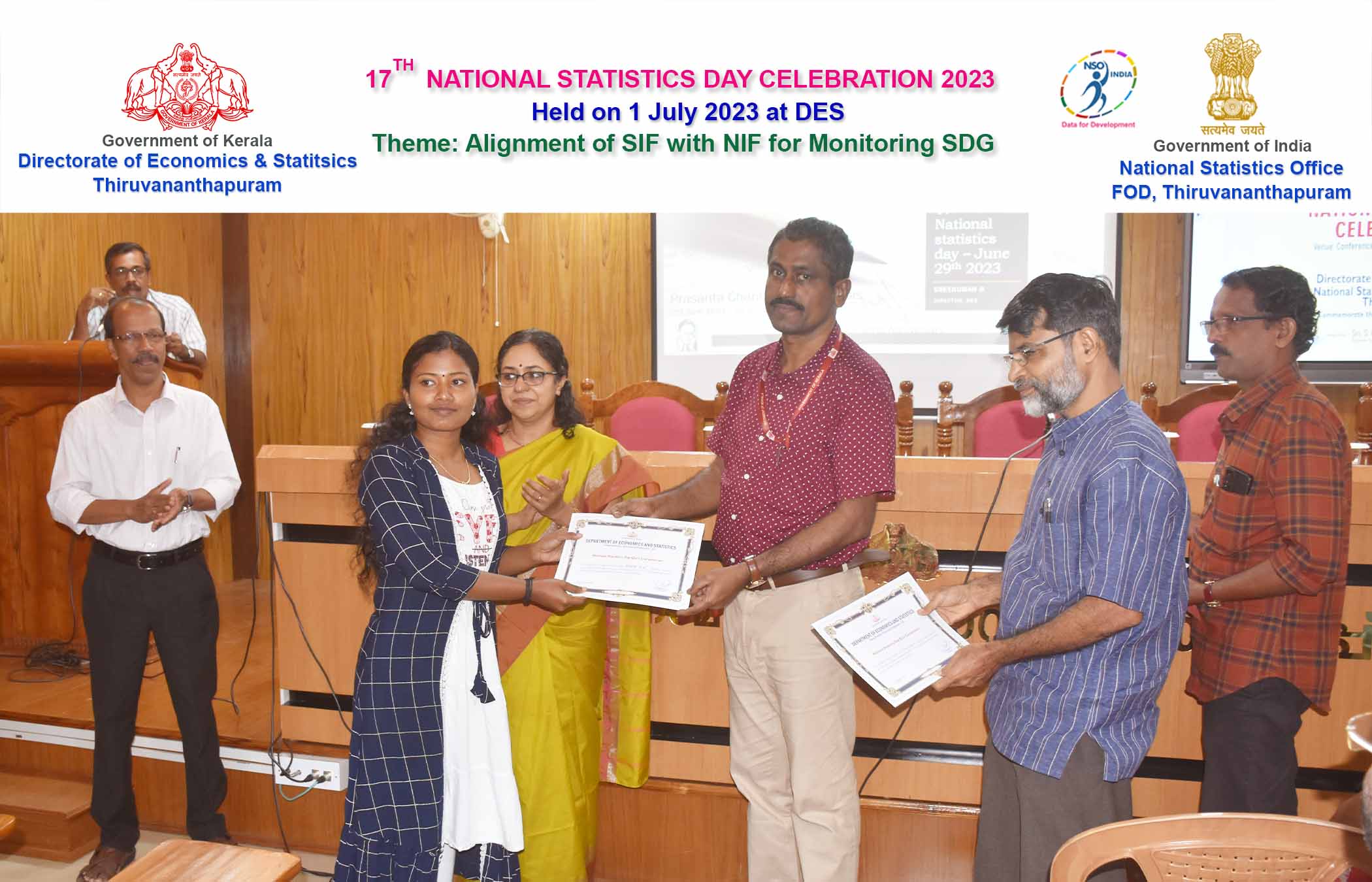 Distribution of certificate for participation in Quiz Competition held in connection with Statistics Day 2023