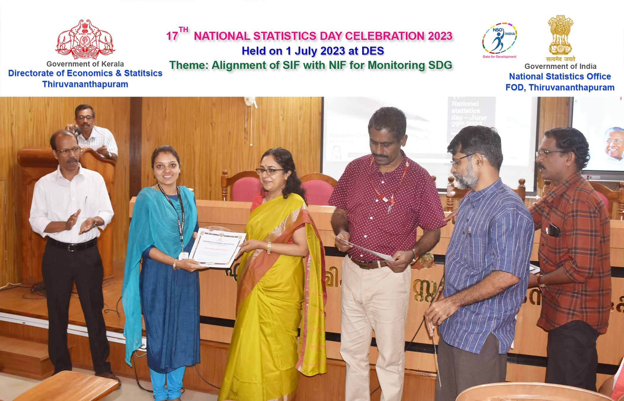 Distribution of certificate for participation in Quiz Competition held in connection with Statistics Day 2023