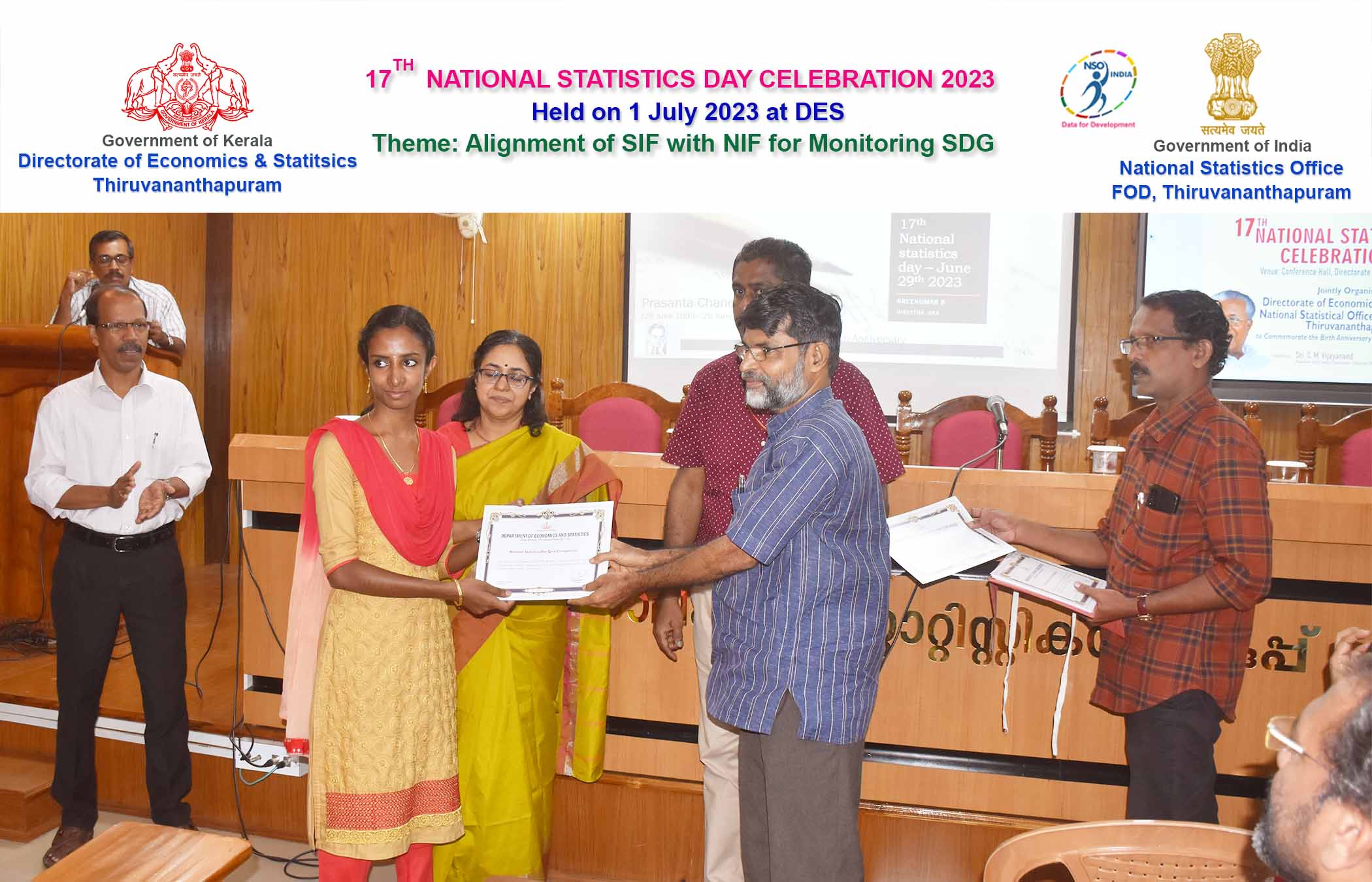 Distribution of certificate for participation in Quiz Competition held in connection with Statistics Day 2023