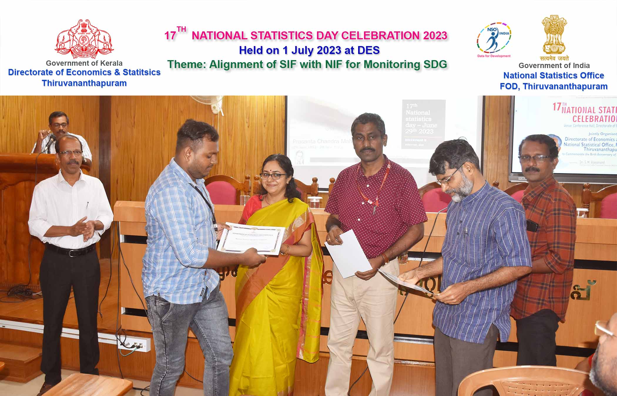 Distribution of certificate for participation in Quiz Competition held in connection with Statistics Day 2023