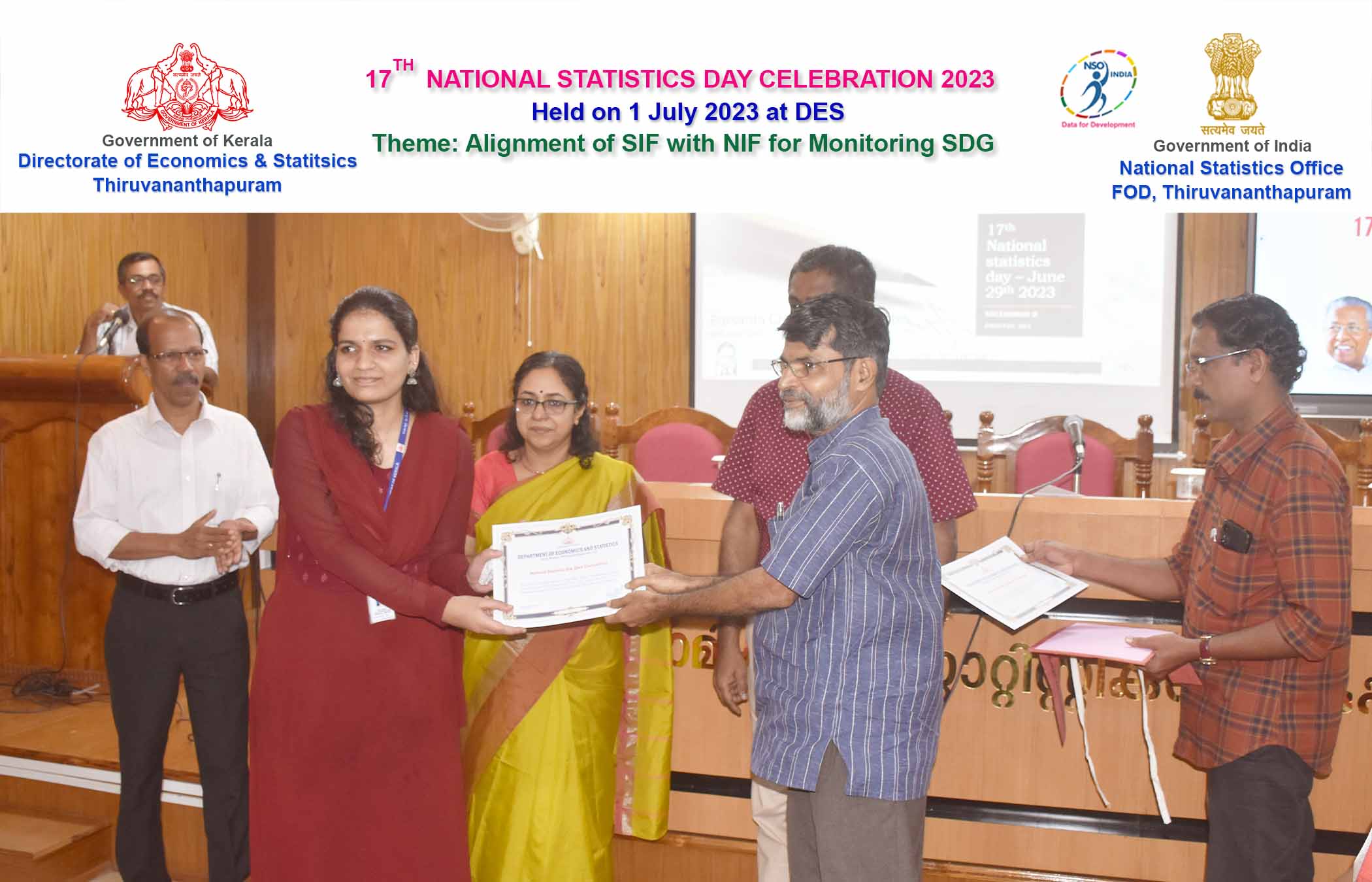 Distribution of certificate for participation in Quiz Competition held in connection with Statistics Day 2023