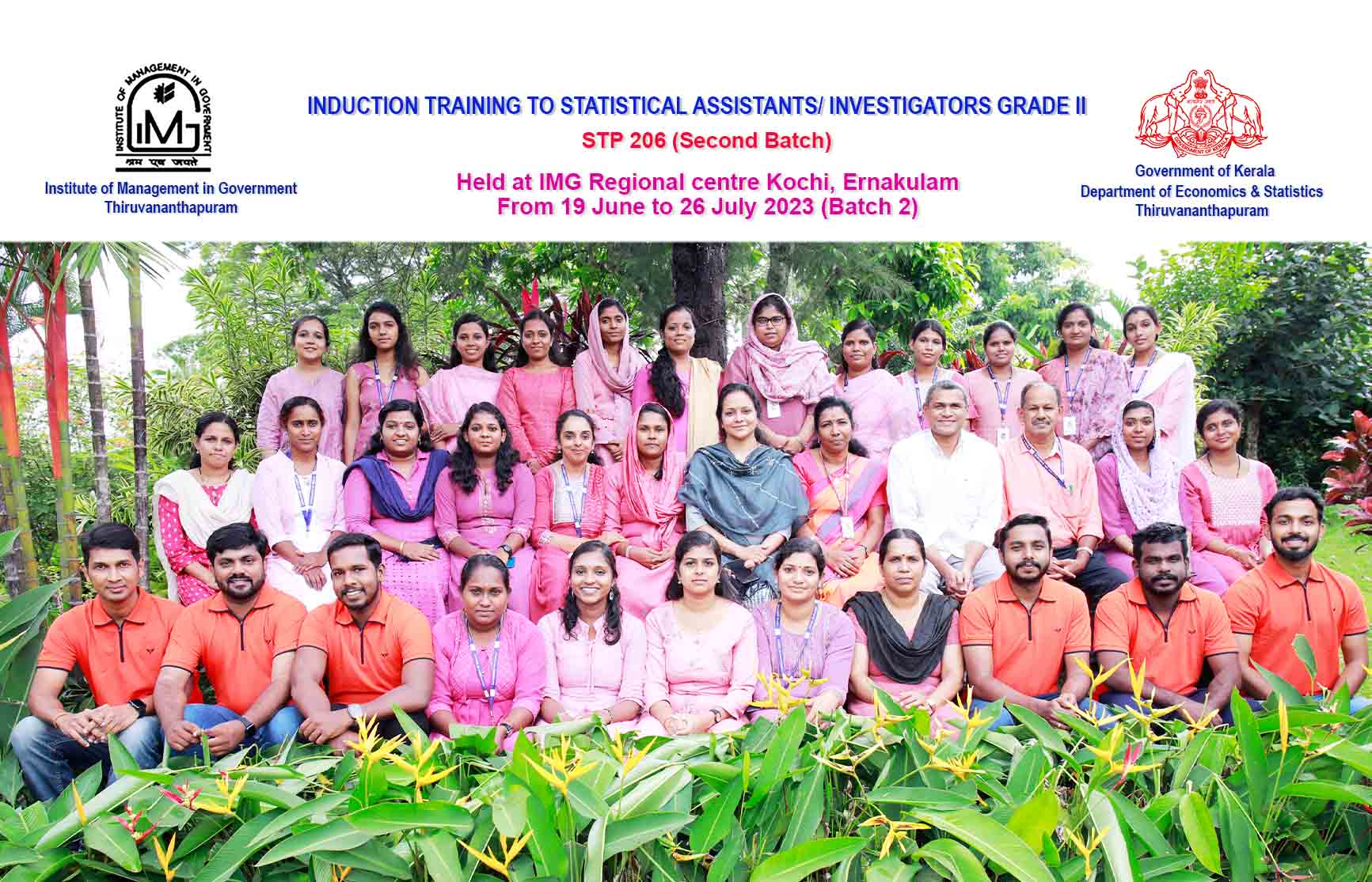Induction Training to Statistical Assistants Grade II held at IMG Kochi 2nd Batch from 19-6 to 26-7 2023