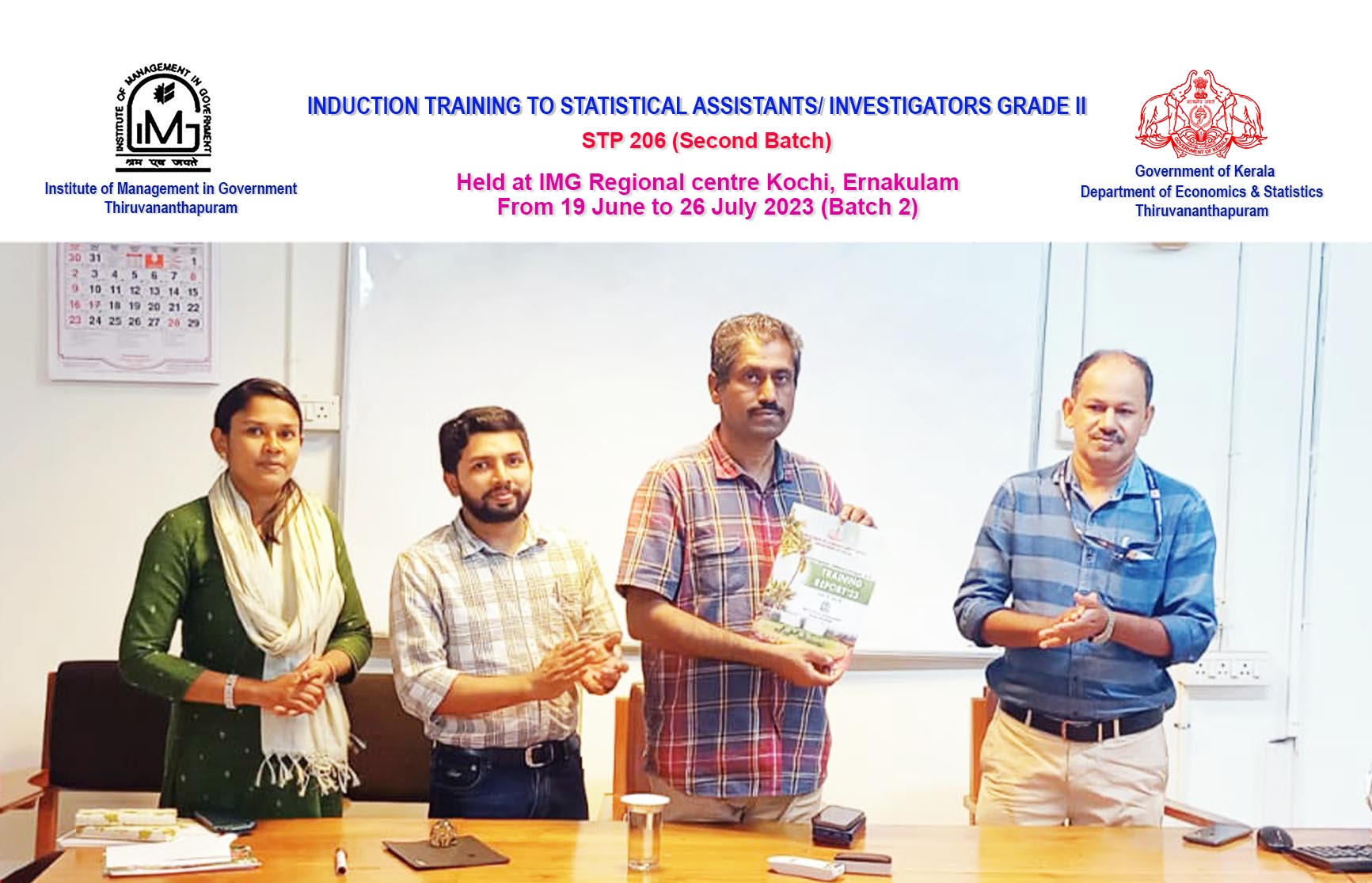 Release of Book by Director Sreekumar B - Induction Training to Statistical Assistants Grade II held at IMG Kochi 2nd Batch