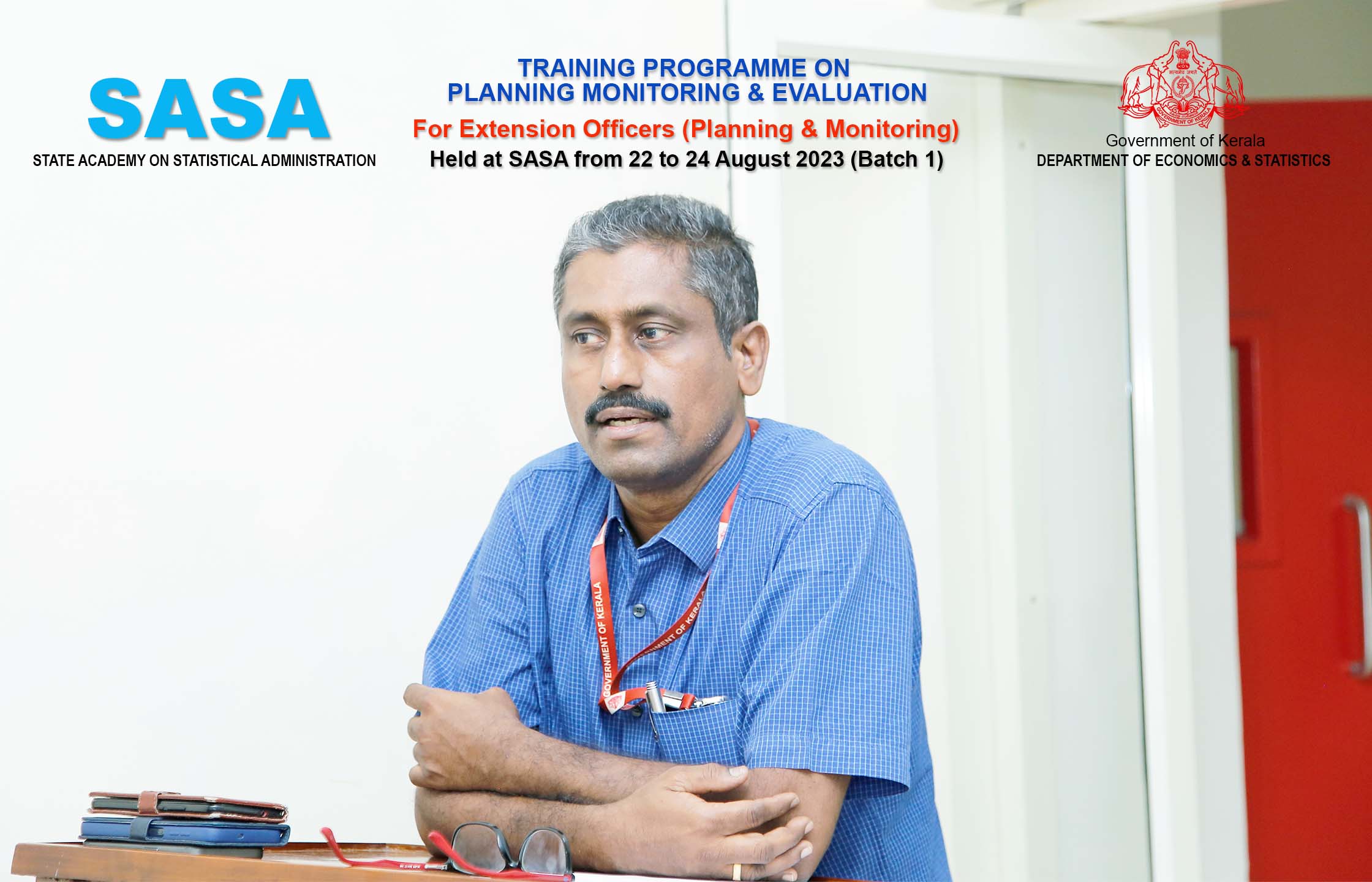 Director SASA Sri.Sreekumar B inaugurating the Training on Planning Monitoring & Evaluation to EO (P&M) held at SASA on 22-08-2023