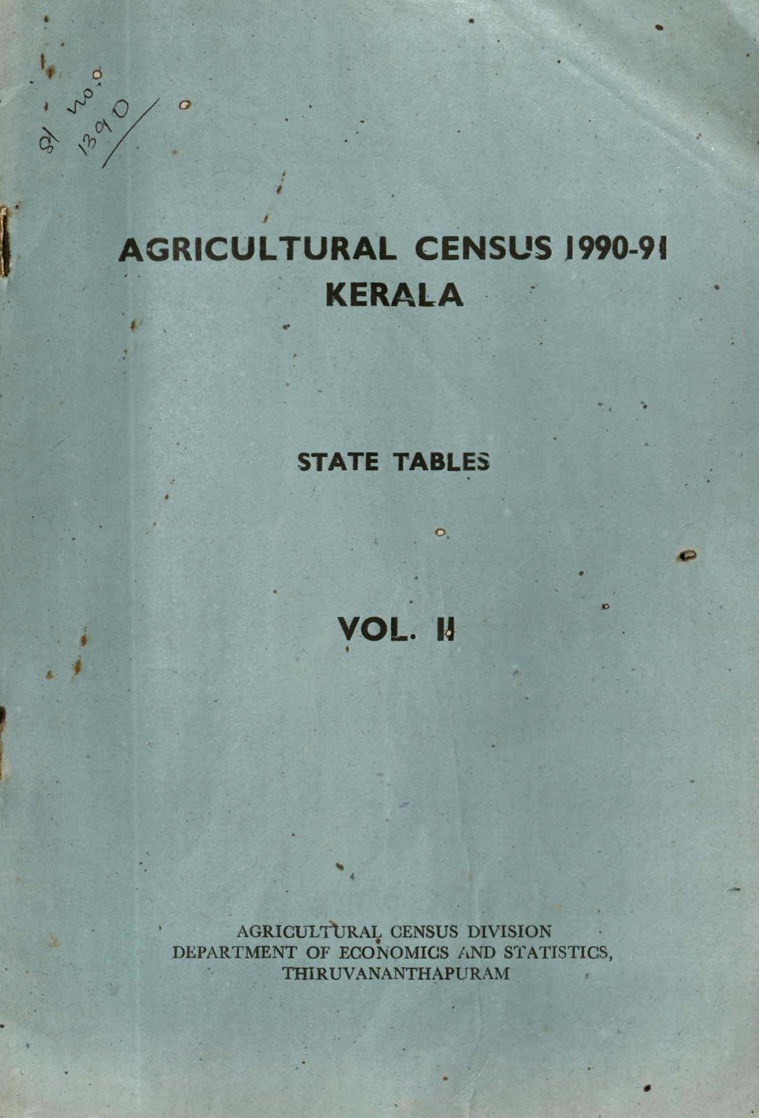 AGRICULTURAL CENSUS 1990-91