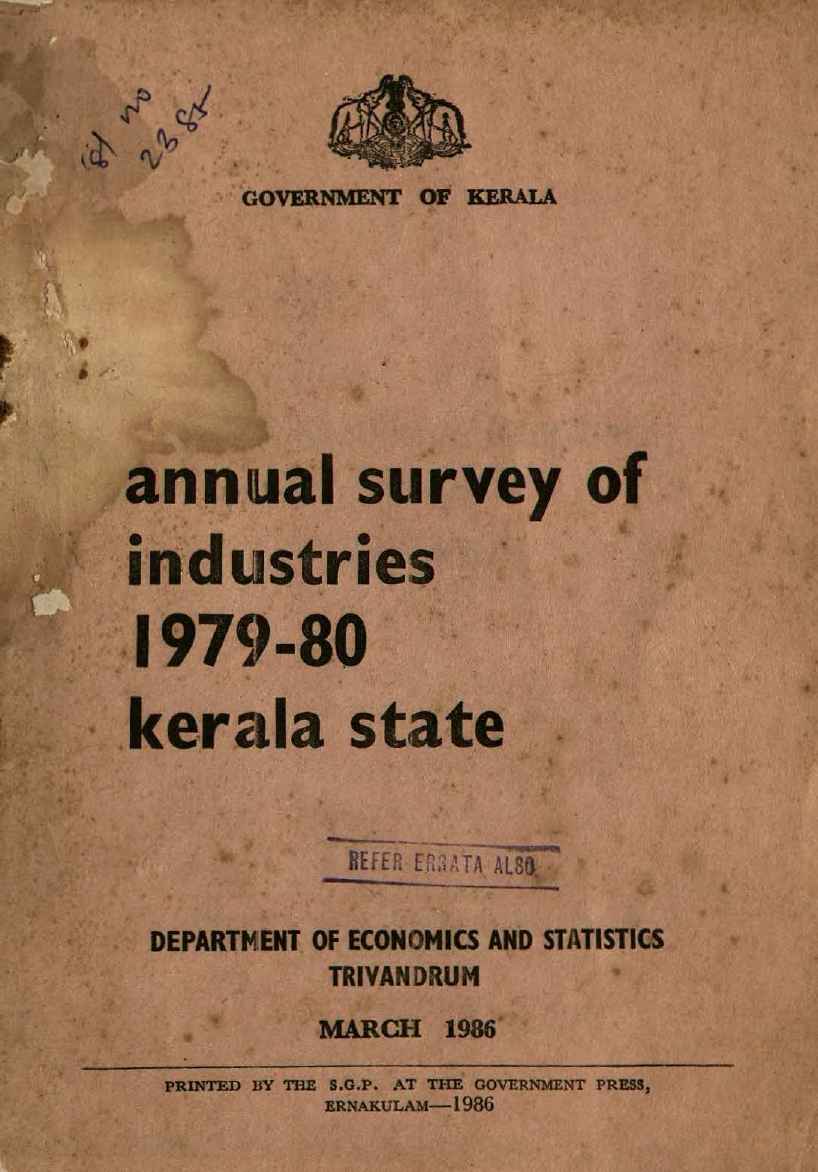 Annual Survey of Industries  1979-80
