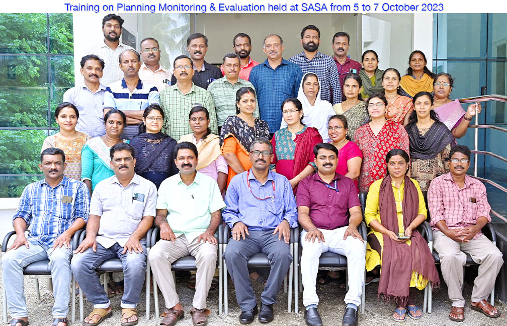 Training on Planning Monitoring & Evaluation held at SASA from 5 to 7 Oct 2023