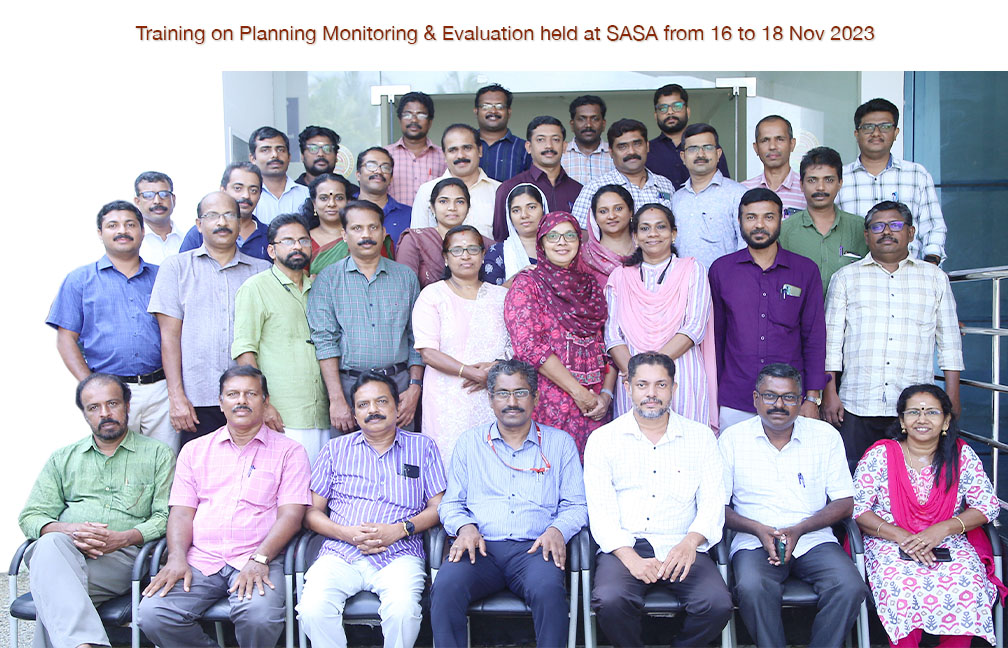 Training on Planning Monitoring & Evaluation held at SASA from 16 to 18 Nov 2023