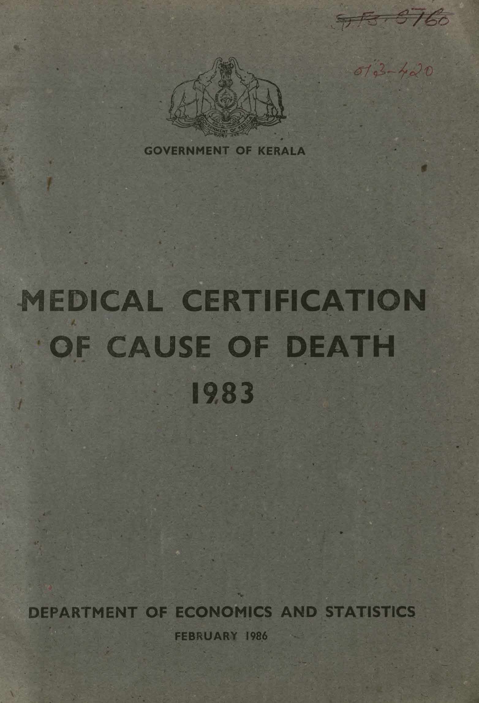 Medical Certification of Cause of Death 1983
