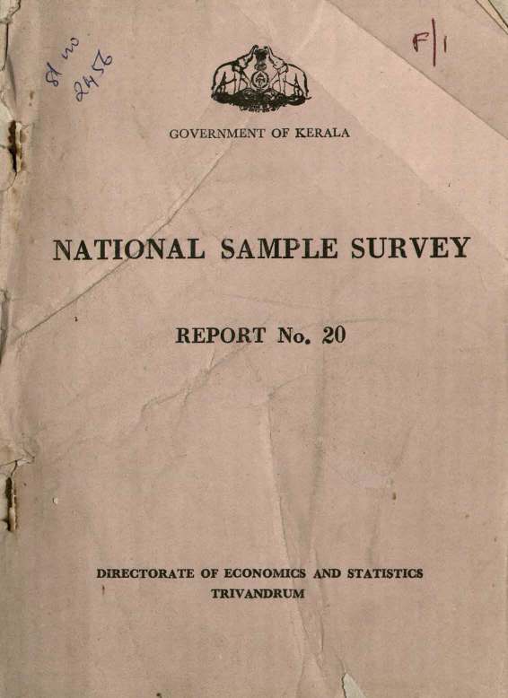 NATIONAL SAMPLE SURVEY REPORT NO 20