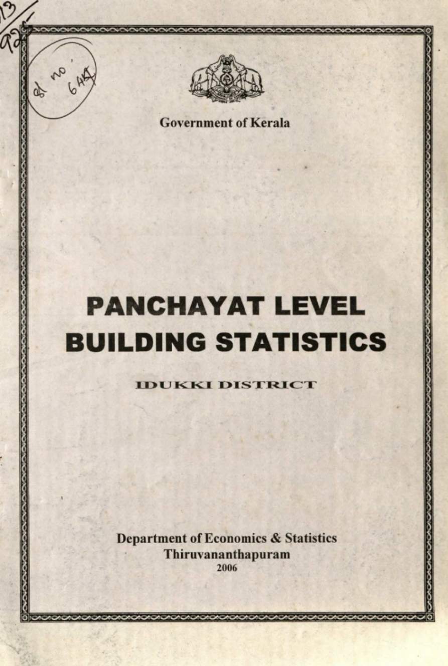 PANCHAYAT LEVEL BUILDING STATISTICS IDUKKI