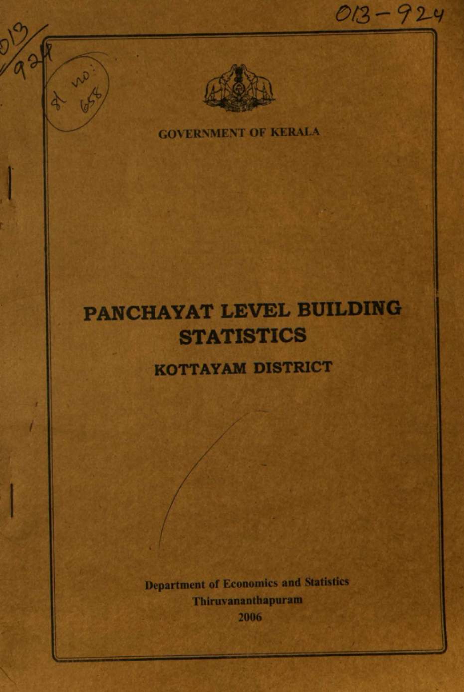 Panchayat level Building Statistics 2001-04 Kottayam District