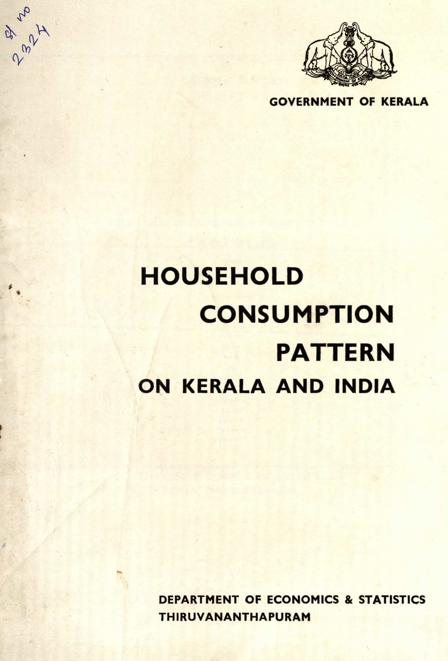 HOUSEHOLD CONSUMPTION PATTERN ON KERALA & INDIA 1996