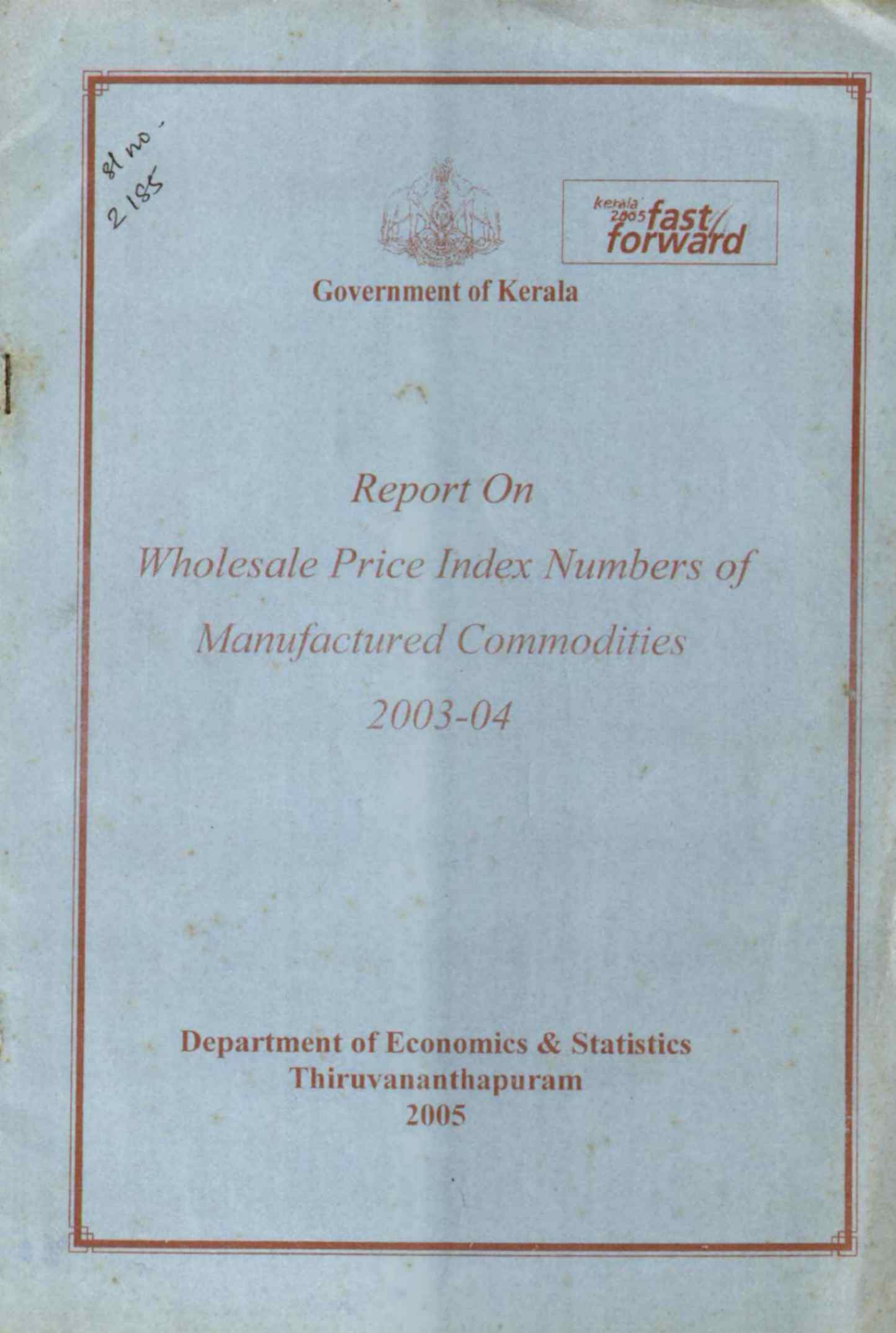 Report on Wholesale Price Index of Manufactured Commodities 2003-04