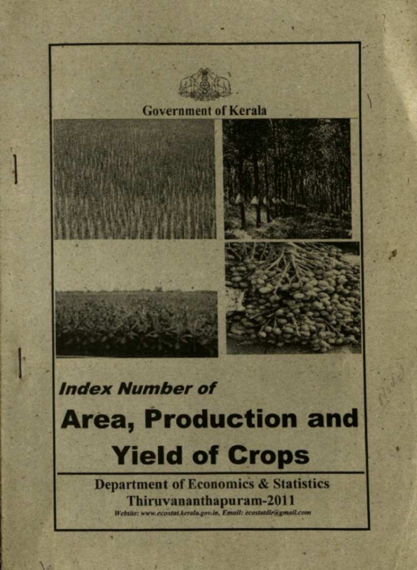 INDEX NUMBER OF AREA ,PRODUCTION AND YIELD OF CROPS