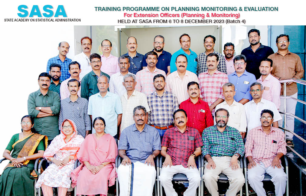 Training on Planning Monitoring & Evaluation (Batch 4) held at SASA from 6 to 8 Dec 2023