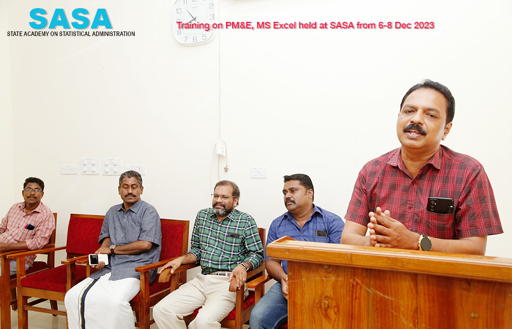 Training programmes on MS Excel and PM&E Inaugural ceremony held at SASA on 6-12-23- Speech by Sri. Biju V S, DPO