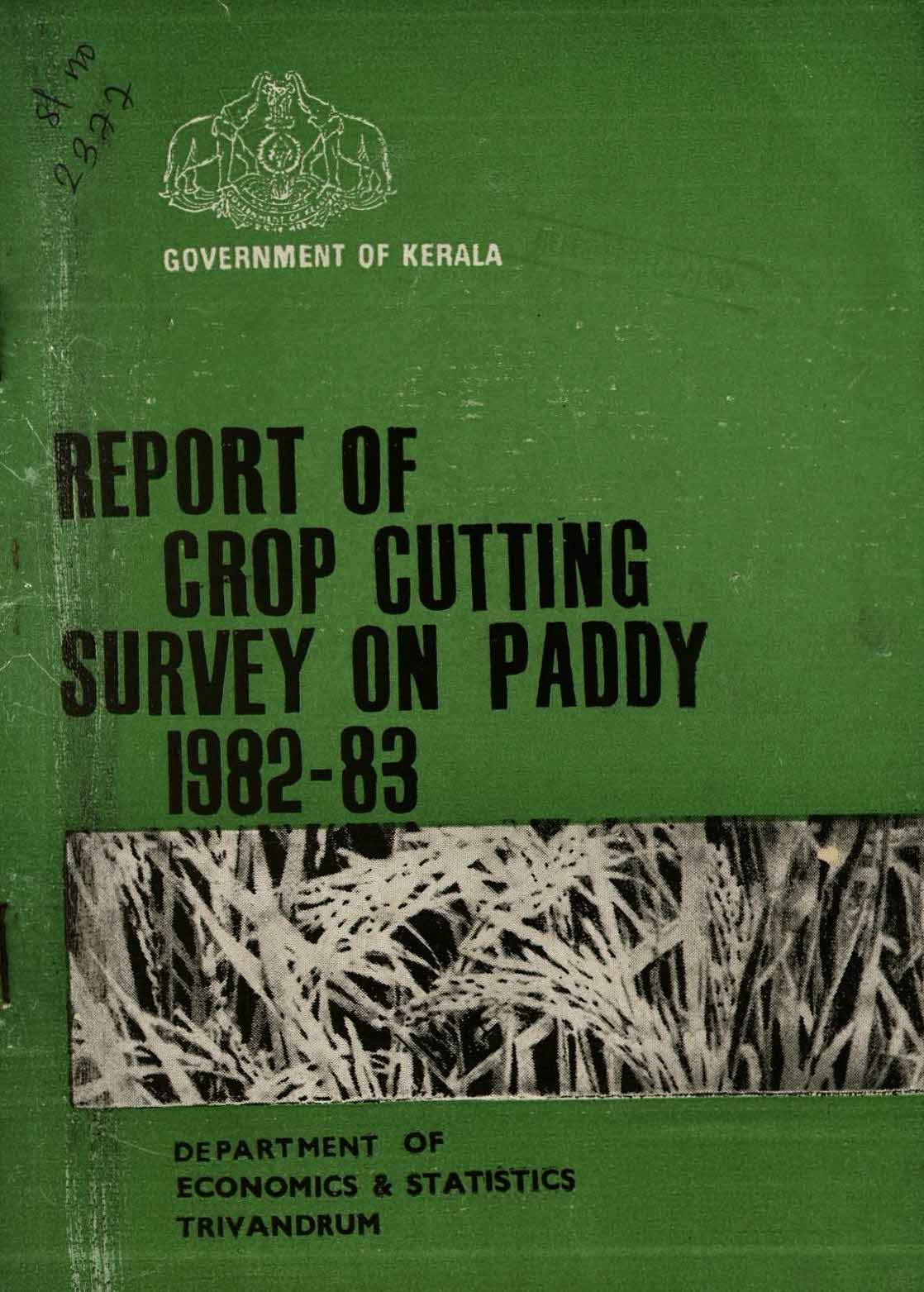 Report of Crop Cutting Survey on Paddy 1982-83