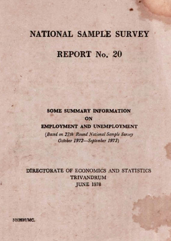 NSS Report on  Employment & Unemployment 1972-73