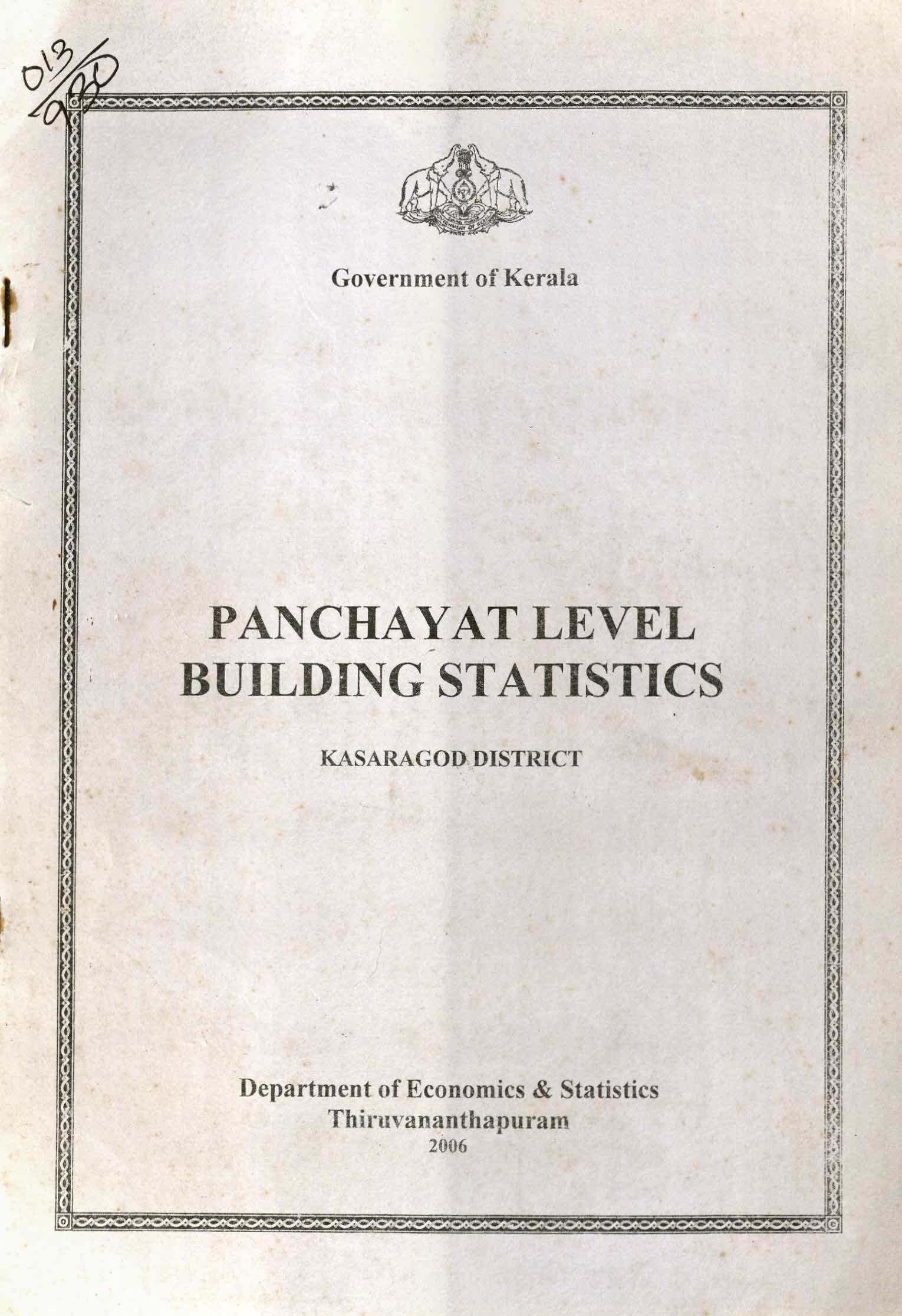 Panchayath Level Building Statistics Kasaragod District 2006