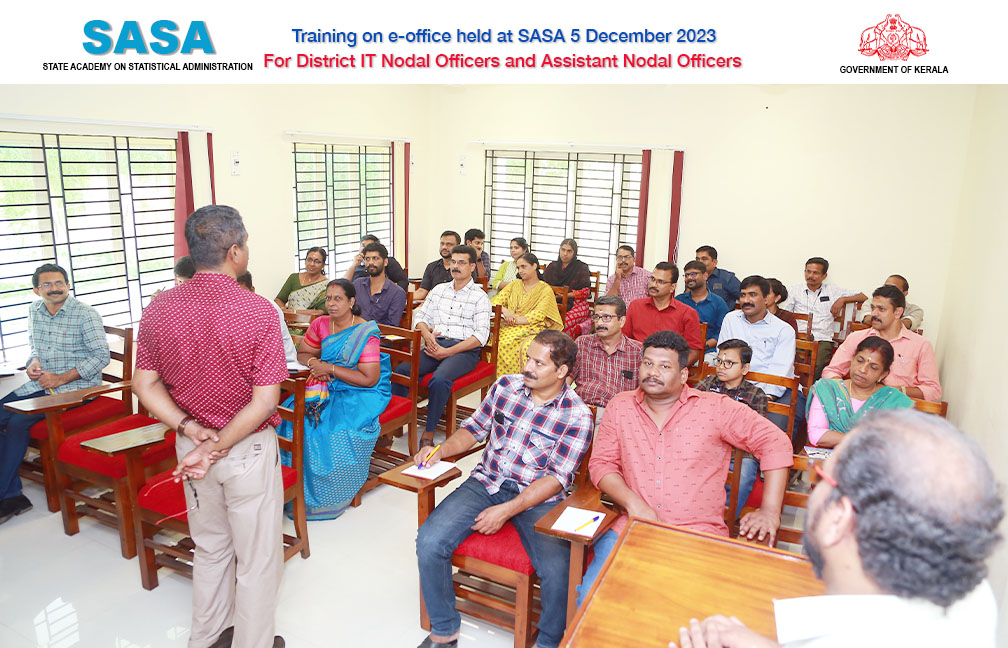 Training on e-office held for District IT Nodal Officers at SASA on 5-12-2023