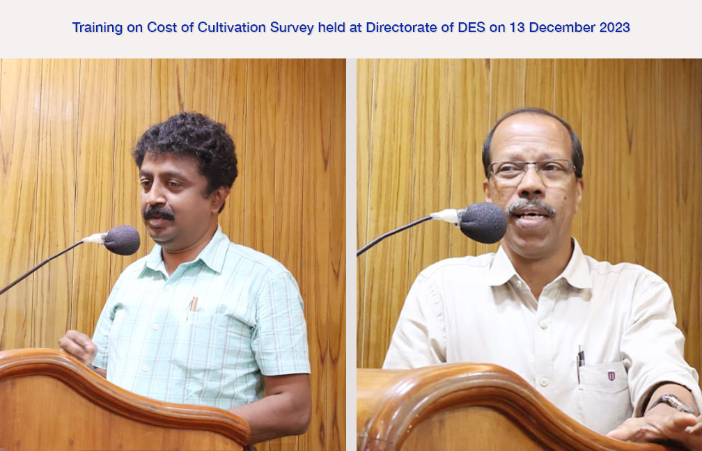 State level training on Cost of Cultivation survey held on 13-12-2023- Speech by Sri. Manoj, Asst Dir of Agriculture and Sri. T P Vinodan, Addl Direcor (Prices)