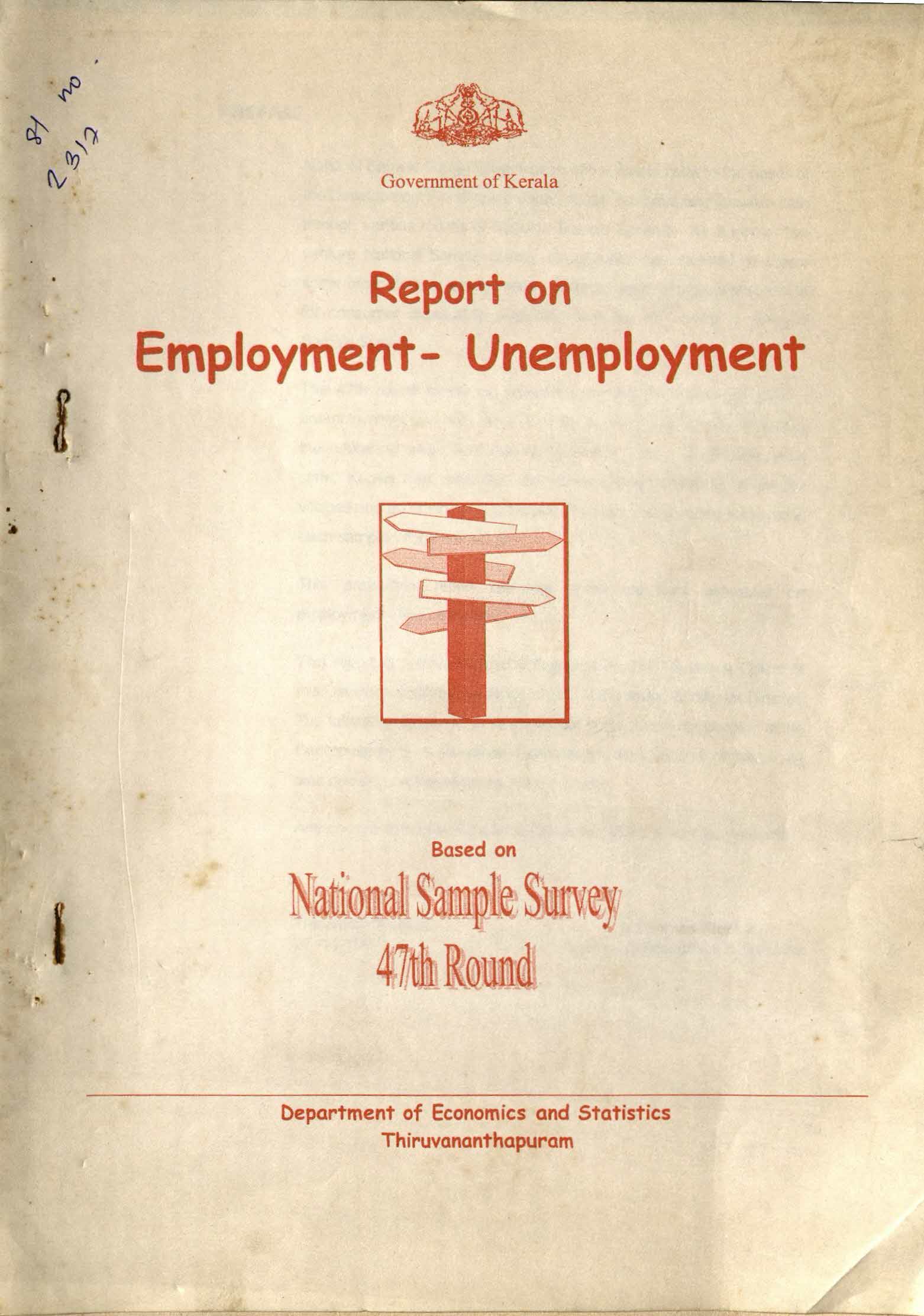 Report On Employment - Unemployment NSS 47th Round