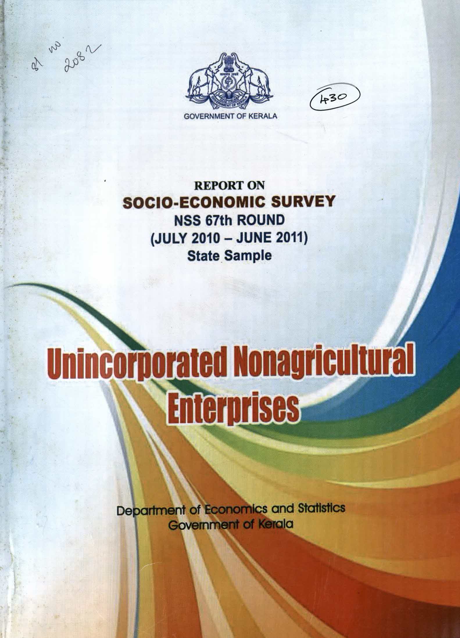 Report On Socio-Economics Survey NSS 67th Round July 2010-June 2011