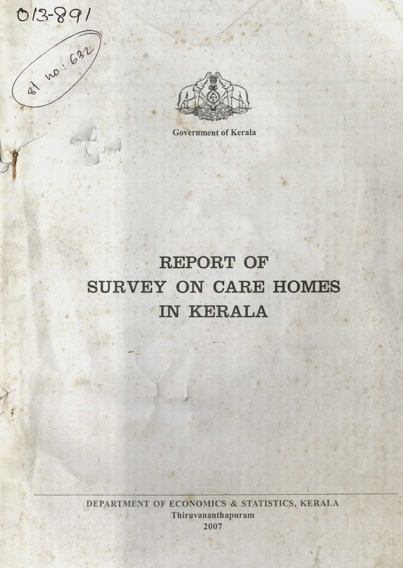 Report of Survey on Care Homes in Kerala 2007