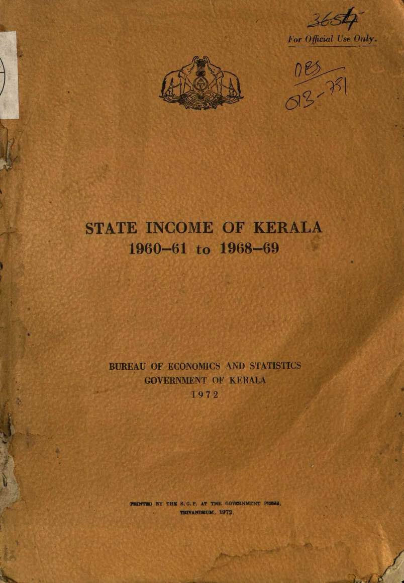 STATE INCOME OF KERALA 1960-61 TO 1968-69