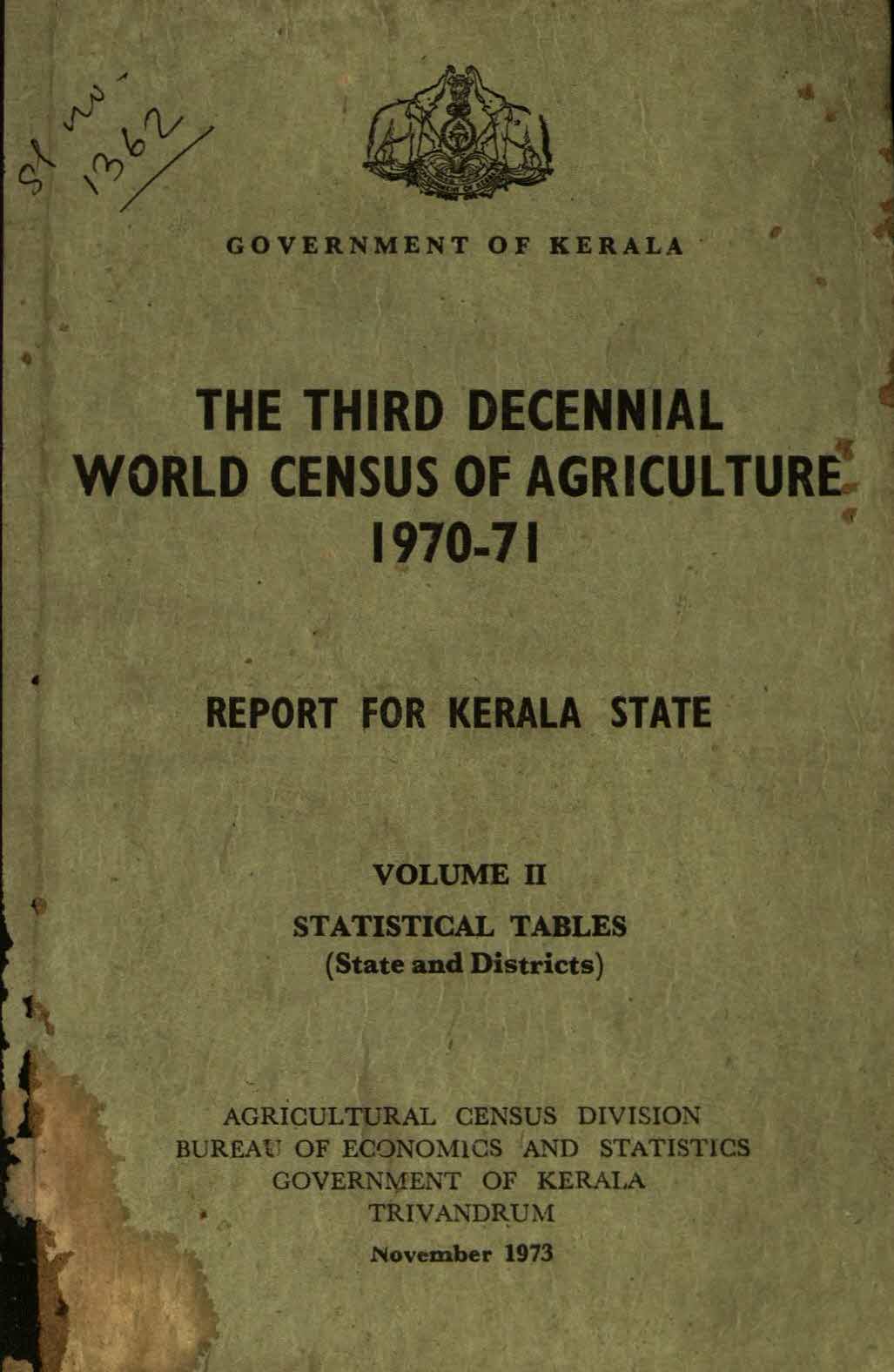 THE THIRD DECENNIAL WORLD CENSUS OF AGRICULTURE 1970-71