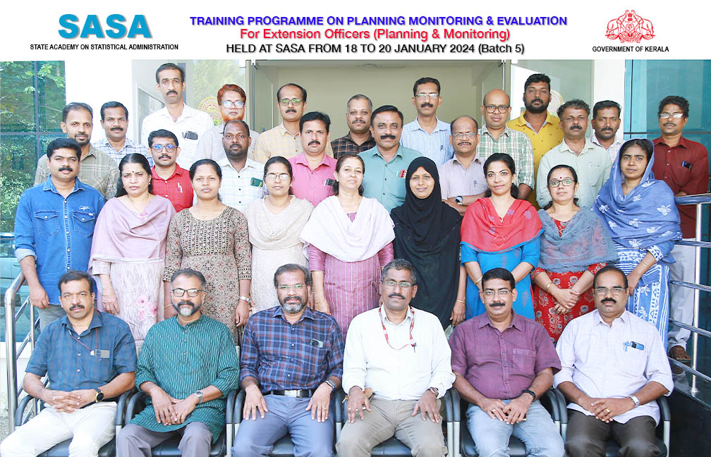 Training on Planning Monitoring & Evaluation (Batch 5) held at SASA from 18 to 20 Jan 2024