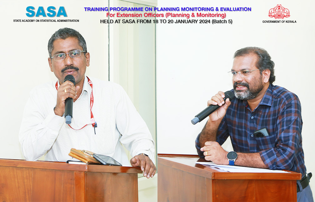 Training on Planning Monitoring & Evaluation (Batch 5) held at SASA from 18 to 20 Jan 2024