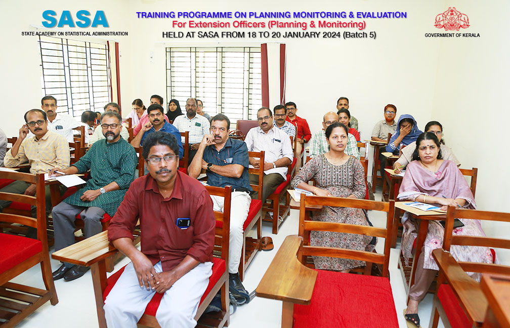 Training on Planning Monitoring & Evaluation (Batch 5) held at SASA from 18 to 20 Jan 2024
