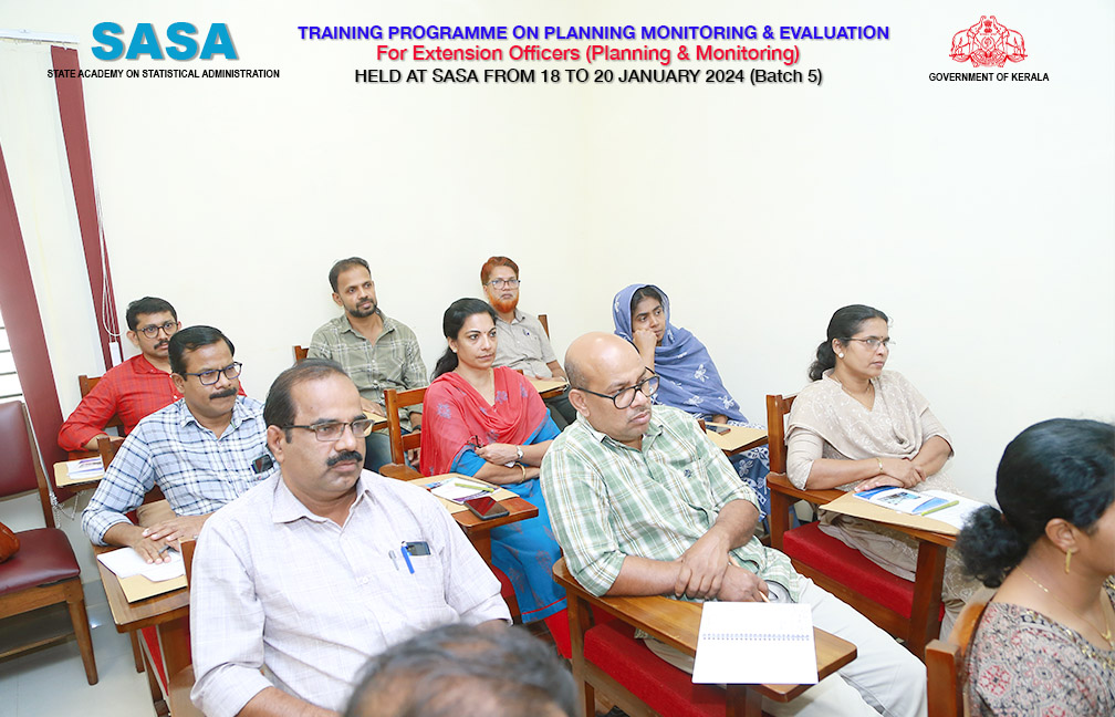 Training on Planning Monitoring & Evaluation (Batch 5) held at SASA from 18 to 20 Jan 2024