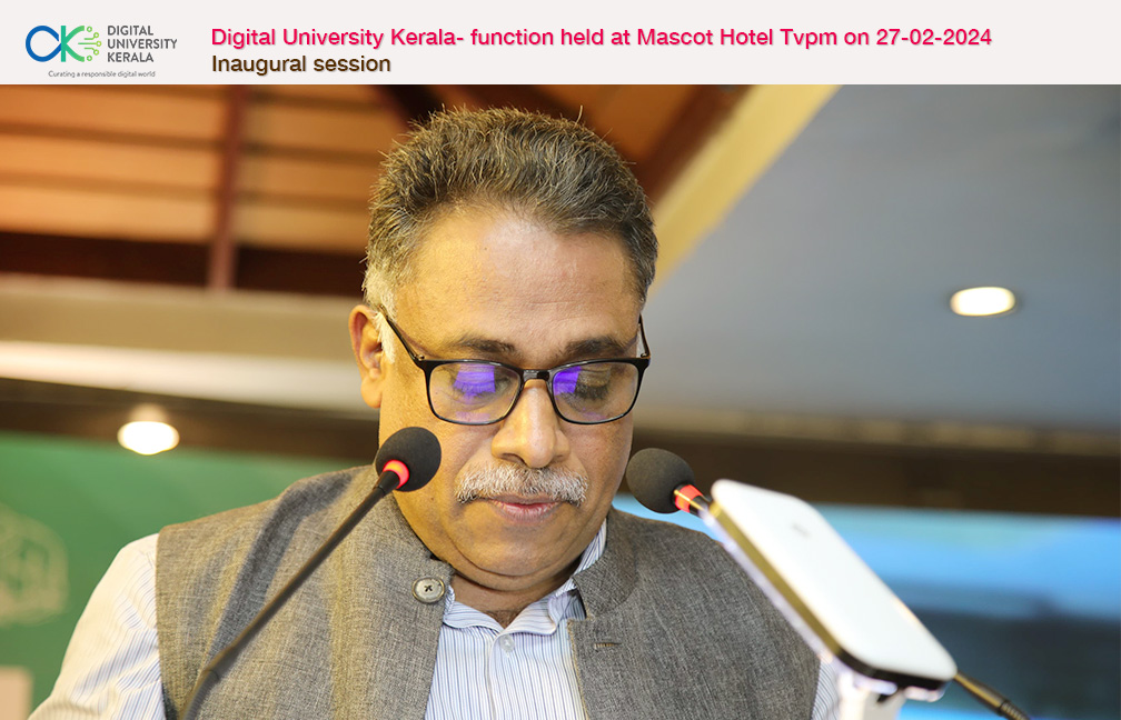 DUK various functions held at Mascot Hotel on 27-02-2024. Dr. Saji Gopinath Vioce Chancellor DUK welcoming the guests