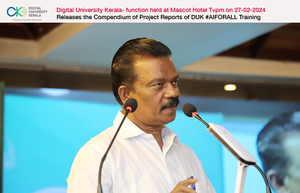 DUK various functions held at Mascot Hotel on 27-02-2024. Address by Sri. K. Rdhakarishnan, Hon'ble Minister for Devaswam & SCST