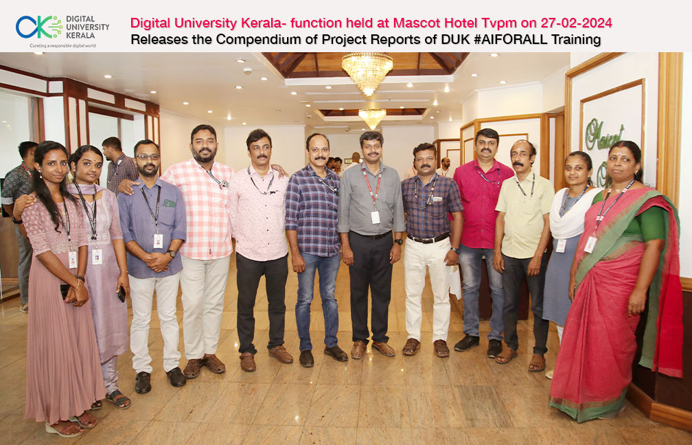 DUK various functions held at Mascot Hotel on 27-02-2024. AI trainees from DES with their Coordinator Sri. Surag M from DUK