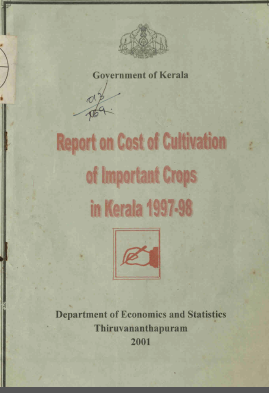 Report on Cost of Cultivation of Important Crops in Kerala 1997-98