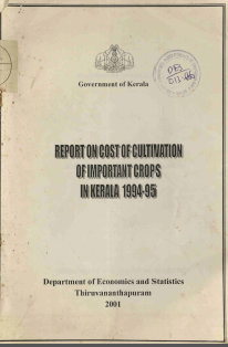 Report on Cost of Cultivation of Important Crops in Kerala 1994-95