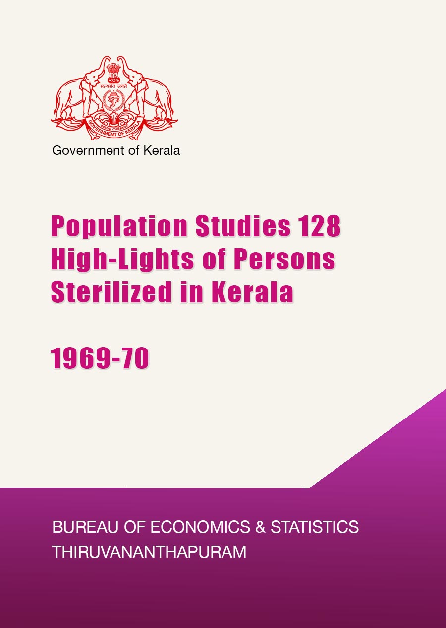 Population Studies 128 High-Lights of Persons Sterilized in Kerala 1969-70