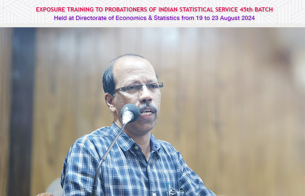 Exposure training to ISS probationers held at DES from 19 to 23 Aug 2024. Additional Director (General) Sri. Vinodan T.P. delivers presidential address.