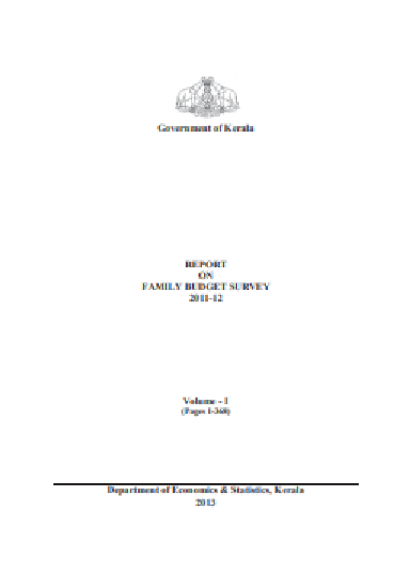 Report on Working Class Family Budget Survey 2011-12 (Volume I)