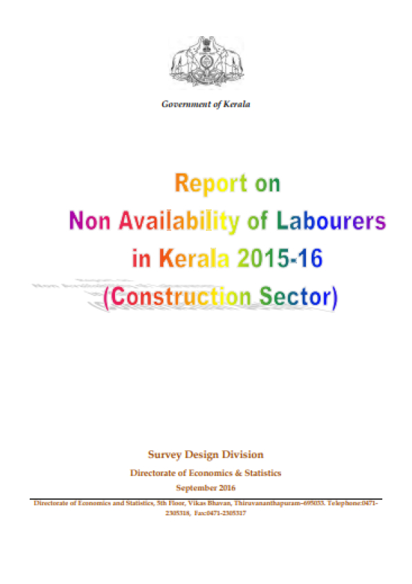 Report on Non Availability of Labourers in Kerala 2015-16 (Construction Sector)