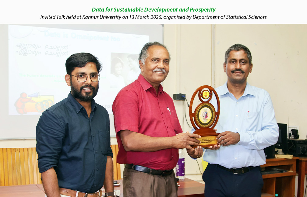 Invited Talk on Data for Sustainable Development held at Kannur University on 13-03-2025.